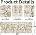 JINCHAN Ruffled Valance Curtain Linen Floral Kitchen Valance - Image 5