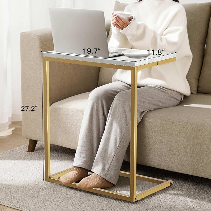Pipishell C Shaped End Table 27 inches High, Side Table - Image 6