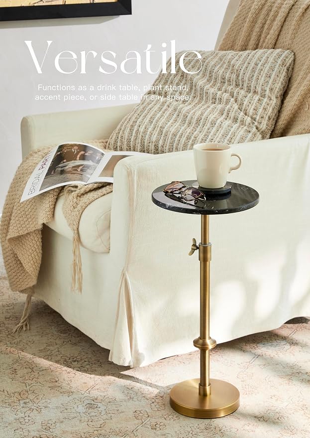 Adjustable-Height Marble Drink Table - Image 5