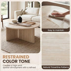 HNY Coffee Table and End Table Set of 2 Modern Round Nesting Coffee Table Faux - Image 3