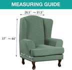 Turquoize Wingback Chair Covers 2 Piece Wing Chair Slipcover Stretch Slipcovers - Image 5
