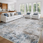 9x12 Area Rugs for Living Room Washable Bedroom Dining Room Brown Blue | Modern - Image 3