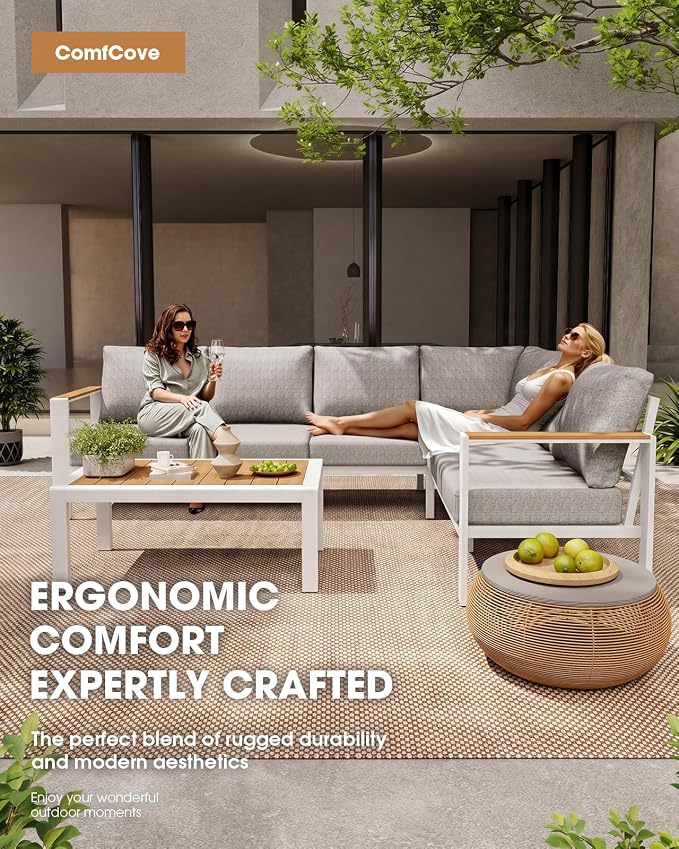 Aluminum Outdoor Patio Furniture Set 11 Seats, Outdoor Sectional Corner Sofa Set - Image 2