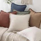 MIULEE Linen Fringe Decorative Fall Throw Pillow Covers Autumn Glaze 20x20 | - Image 8