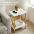 HOOBRO Side Table with Charging Station, End Table with USB Port and Outlet - Image 7