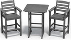SERWALL Balcony Adirondack Chairs and Table 3 Pieces Set, Adirondack Bar Height by SERWALL