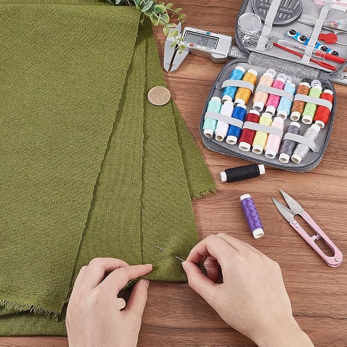 59.06 Inch Sage Green Linen Embroidery Fabric Needlework Cloth Soild Fabric - Image 3