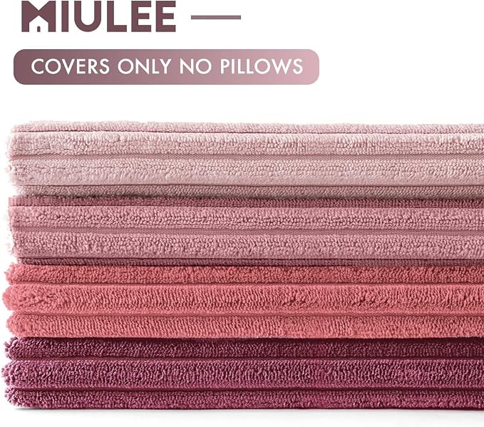 MIULEE Soft Corduroy Decorative Throw Pillow Covers Purple Pink 20x20 | Set of 4 - Image 6