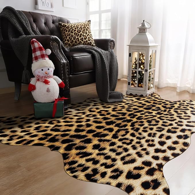 Western Faux Leopard Rug, Large Animal Print Cheetah Rug, 7 x 6.2 Ft | Premium - Image 7