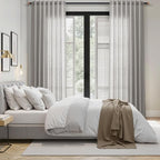 Light Gray Linen Curtains for Living Room 84 Inches Long 2 Panels Set Rod - Image 8