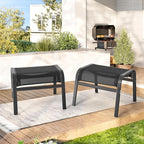 ONBRILL Outdoor Ottoman Foot Rest Set of 2, Textilene Fabric Outdoor Footstool - Image 9