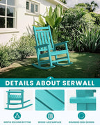 SERWALL Oversized Outdoor Rocking Chair Set of 4, HDPE Rocker - Image 3