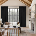 Black Pinch Pleated 100% Blackout Linen Curtains - Image 8