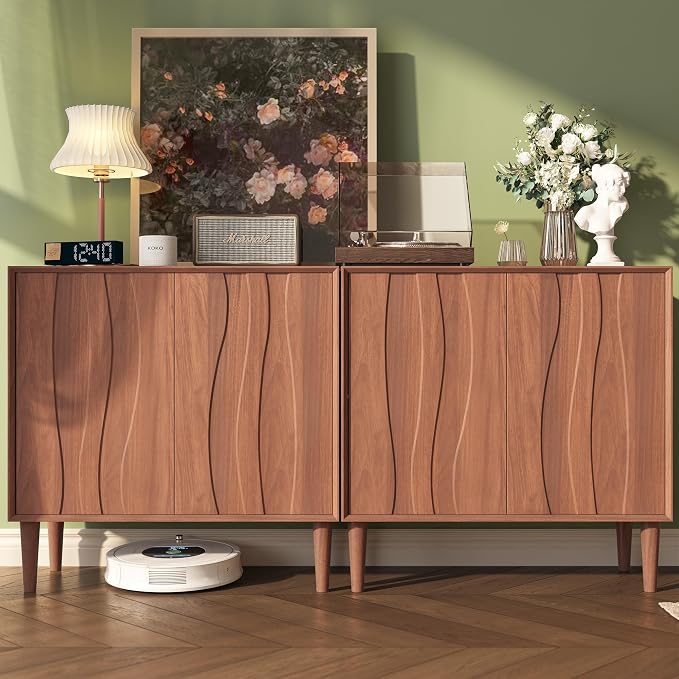 Easyego 63″ Mid Century Modern Sideboard Buffet Cabinet, Walnut Wood Accent - Image 8