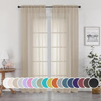 Taupe Sheer Curtains 90 Inches Long by OWENIE