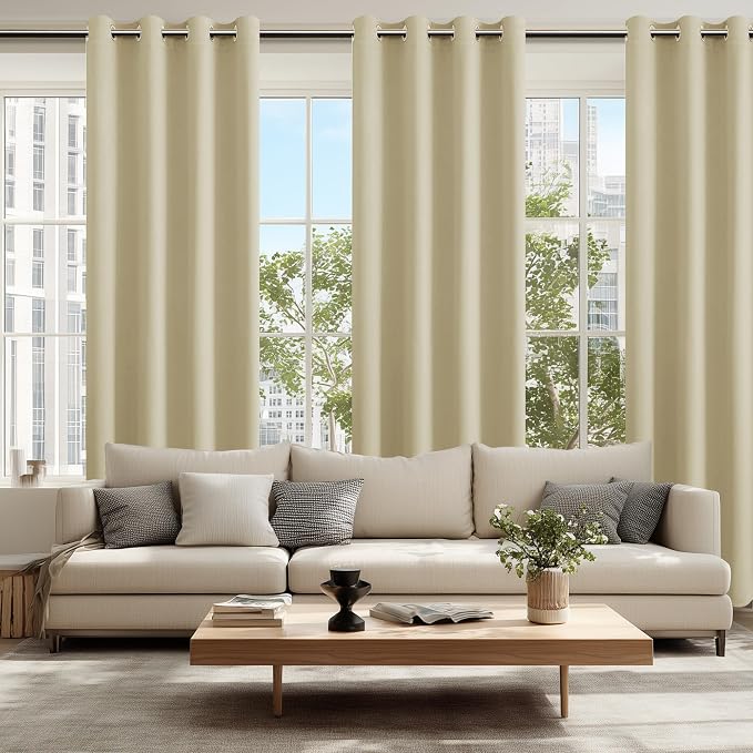Blackout Curtains for Bedroom, Light Beige, 52 x 84 Inch, 2 Panels | Thermal - Image 6