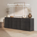 BELLEZE Sideboard Cabinet with 3 Drawers, Large Fluted Sideboard with Storage - Image 4