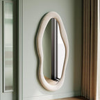 Honyee 55" x 24" Wall Mirror, Flannel Wrapped Wooden Frame Wavy Mirror by Honyee