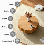 31.5'' Farmhouse Coffee Table Petal-Like, Wood Coffee Center Table Mid Century - Image 4