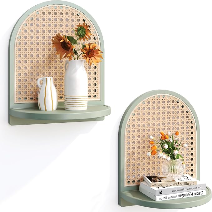 Arched Rattan Wall Shelf by LUPWNEKA