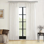 90 Inch Pinch Pleated Linen Textured Curtains 2 Panels, Natural | Pinch Pleat by Twodrapes