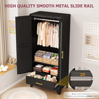 GAIOUS Steel Armoire Wardrobe Closet, 1 Adjustable Shelf and 1 Drawers - Image 5