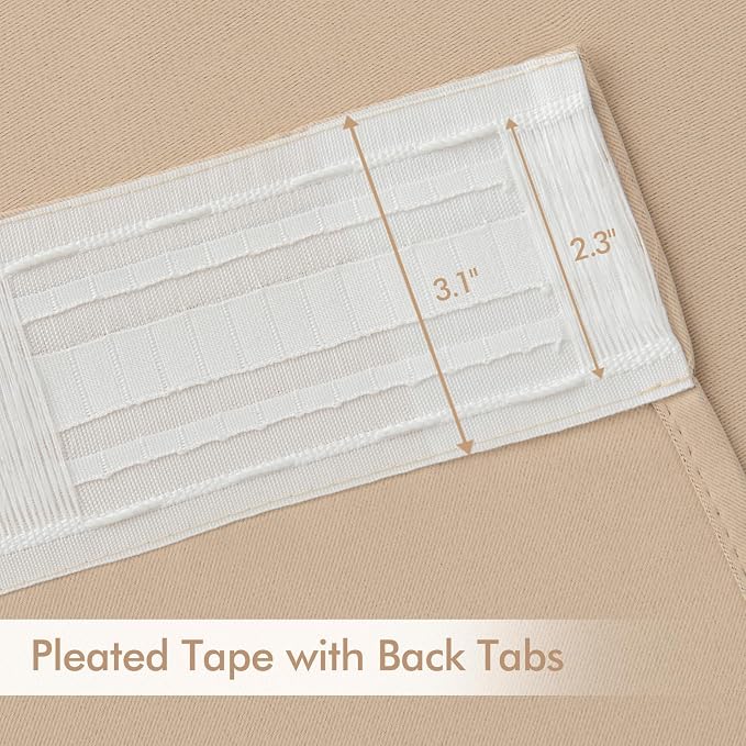 MIULEE Beige Back Tab Blackout Curtains 52x96 Inch Long 2 Panels Set | Rod - Image 4