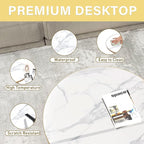 HLR Round Coffee Table with White Faux Marble Top - Image 6