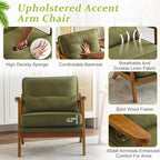 VINGLI Solid Wood Wide Armrests Accent Chair, Upholstered Mid Century Modern - Image 5