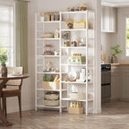 Homykic Double Wide Bamboo Bookshelf White, 6-Tier Large Open Bookcase - Image 6