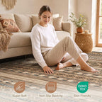 cotiled Boho 10x14 Area Rug for Living Room: Large Moroccan Washable Rug | - Image 3