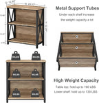 FATORRI Small Bookcase, Wood and Metal Low Short Bookshelf, Industrial Book - Image 2