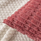 MIULEE Corduroy Decorative Throw Pillow Covers 16x16 Crimson Pack of 2 | Soft - Image 5