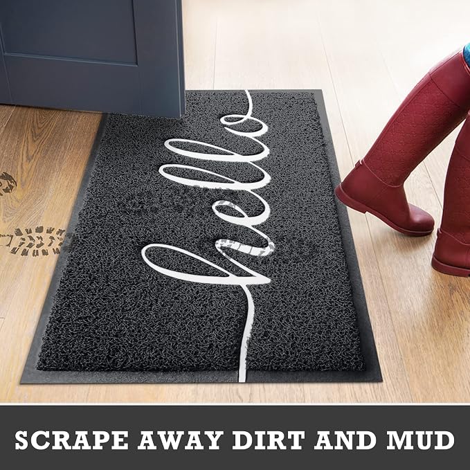 Black Door Mat Welcome Mats Outdoor Indoor Doormat - Image 7