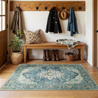 RELEANY Washable Area Rug, Water Repellent, Pet Friendly, Vintage Floral Boho - Image 3