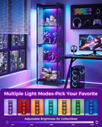 AODK Display Case with LED Lights, Display Cabinet with Open Glass Shelves - Image 5