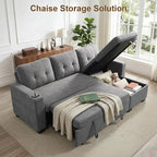 82" L Shaped Sleeper Sofa Bed, Pull Out Sectional Couch - Image 8
