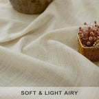 Pitalk Birch Beige Semi Sheer Linen Window Curtains 63 Inch Length 2 Panels - Image 3
