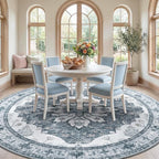 RELEANY Washable Area Rug, Round 8ft, Water Repellent, Pet Friendly, Vintage - Image 2
