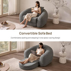 SICOTAS 49.9" Curved Convertible Sofa Couch Bed - Image 3