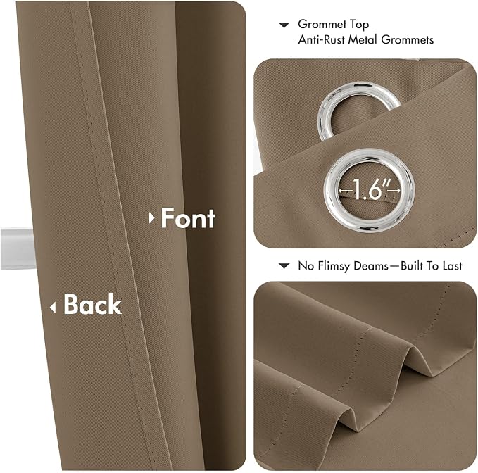 MIULEE Blackout Curtains for Bedroom 2 Panels 40 x 84 Inch Long Khaki | Thermal - Image 4