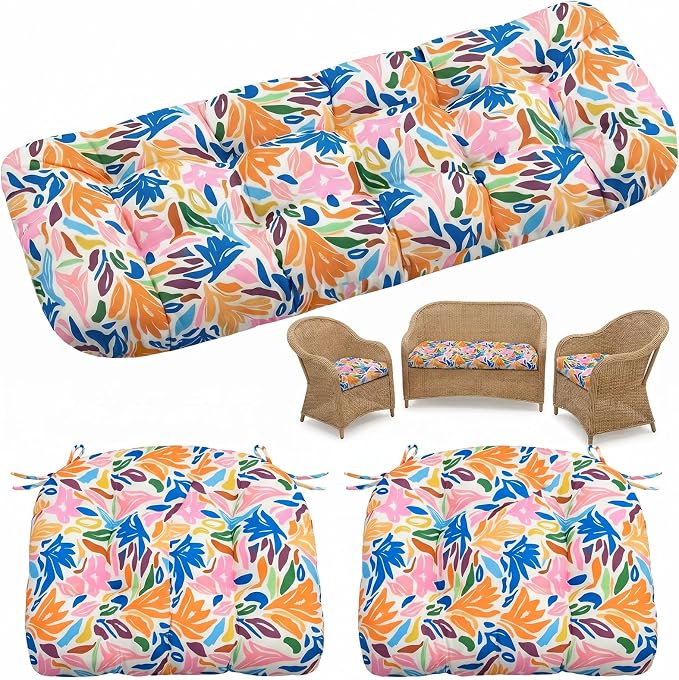 1 MIDDLE ONE Wicker Chair Cushions 3 Pieces Set by 1MIDDLEONE
