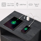 21" Fluted Nightstand with Charging Station – Modern Bedside Table with 2 - Image 3