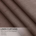 Cappuccino Linen Curtains for Living Room 98 Inches Long Light Filtering Semi - Image 4