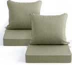 Summsun Water Resistant Outdoor Chair Cushions, Faux Linen Backrest and Deep by SUMMSUN