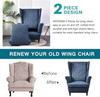 KRFOONN Wingback Chair Covers Slipcovers 2 Piece Stretch Wing Chair Covers - Image 4