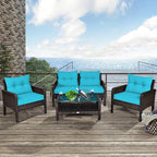 Tangkula 4 Piece Patio Furniture Set, Outdoor Wicker Conversation Set - Image 3