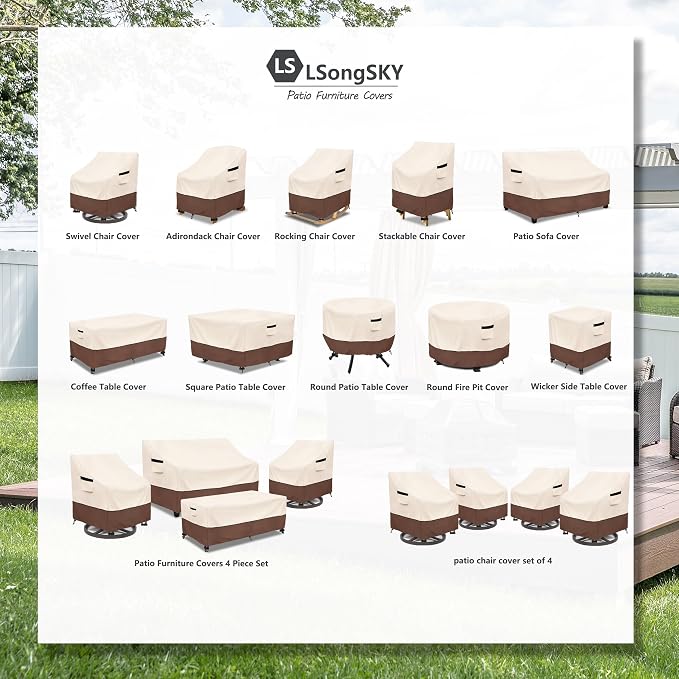 Patio Swivel Chair Cover 4 Pack, Waterproof Heavy Duty Patio Chair Covers - Image 2