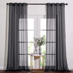 NICETOWN Black Sheer Curtains 90 inches Long, Grommet Voile Textured Hazy Sheer by NICETOWN