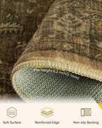 RELEANY Washable Area Rug, Water Repellent, Pet Friendly, Vintage Floral Boho - Image 4